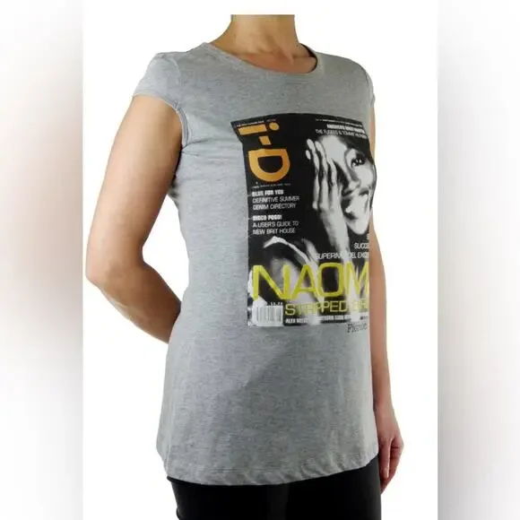 Fiorucci Gray Graphic Cap Sleeve Tee - Picture 2 of 6